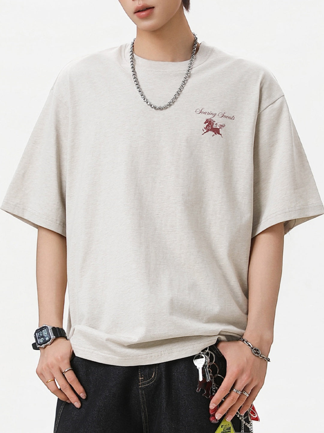 Retro Color-blocked Printed T-shirts
