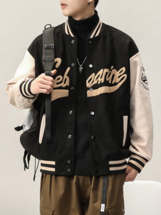 Suede Windproof Padded Baseball Jacket