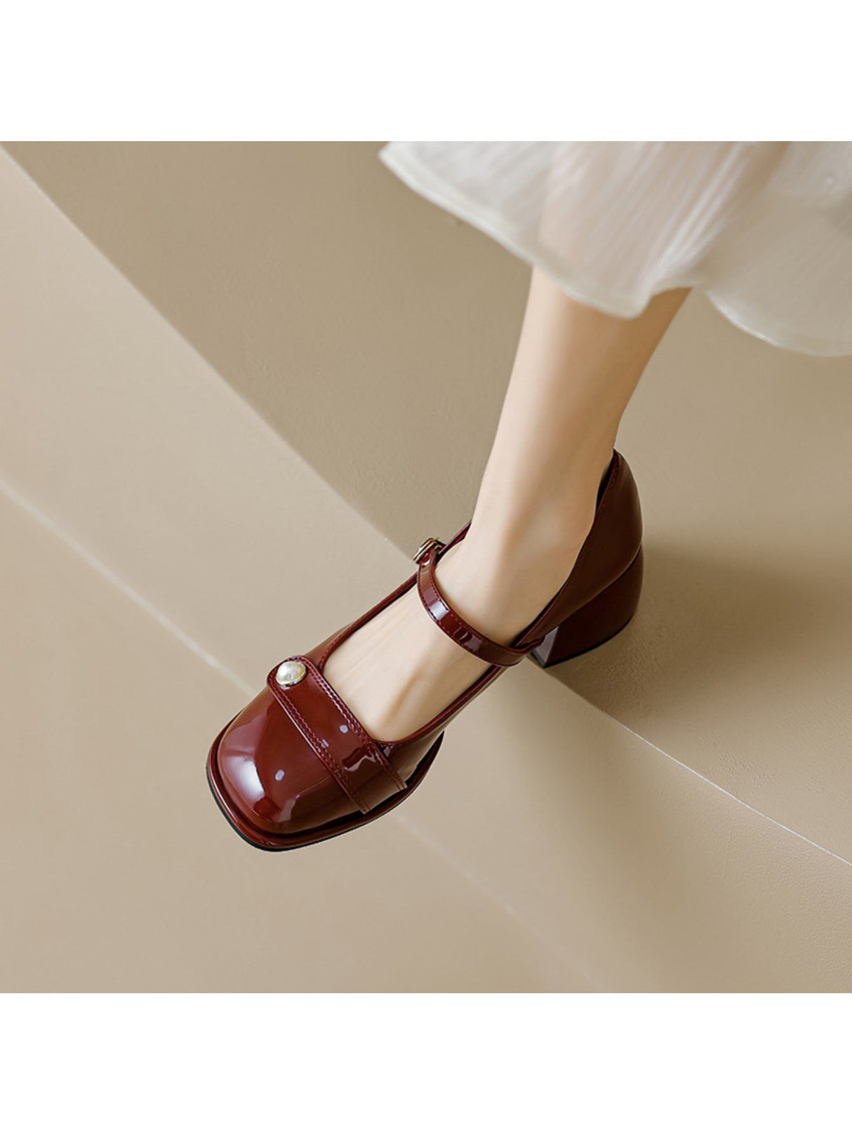 Liber Spring and Autumn Pearl Women's Mary Jane Shoes