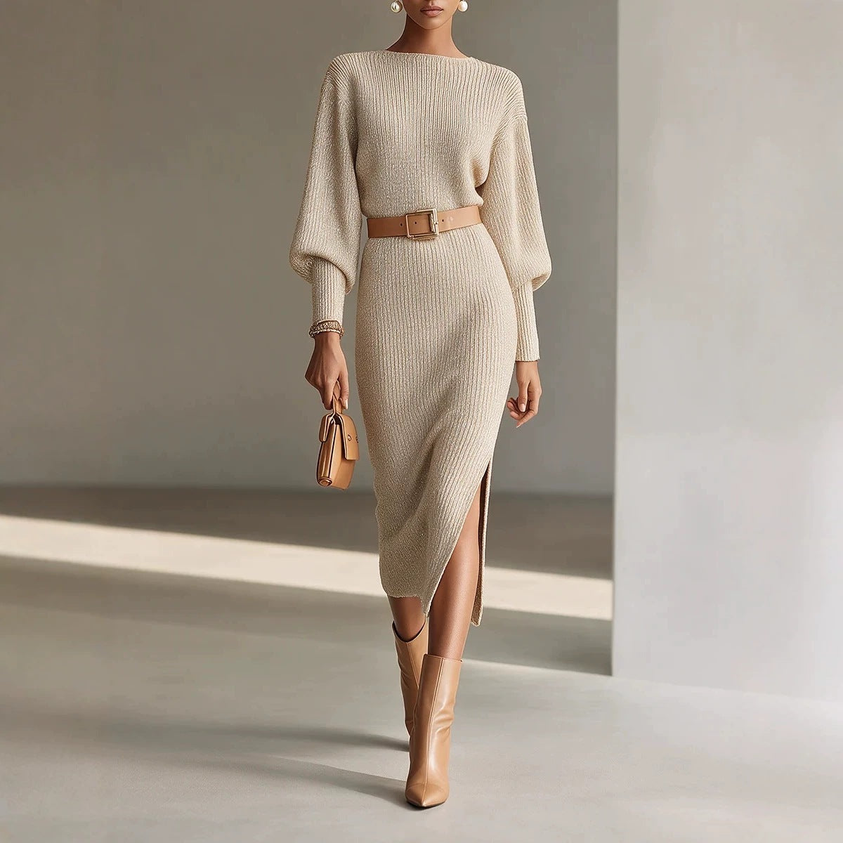 French-style Elegant Off-the-shoulder Long-sleeved Sweater