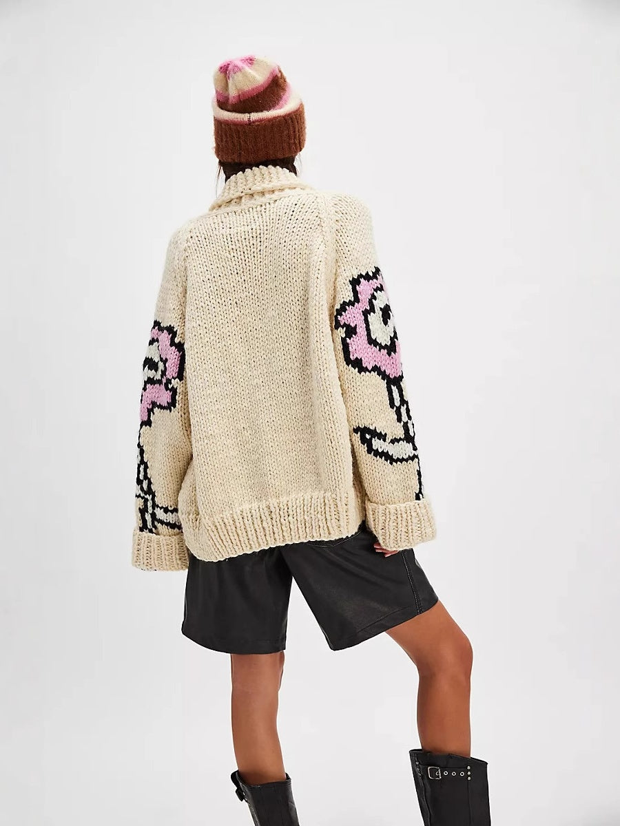 Lapel Printed Cardigans