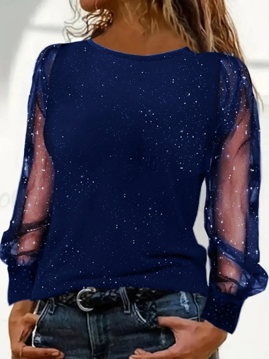 Long-sleeved, Loose-fitting, Round Neck Casual T-shirt Top
