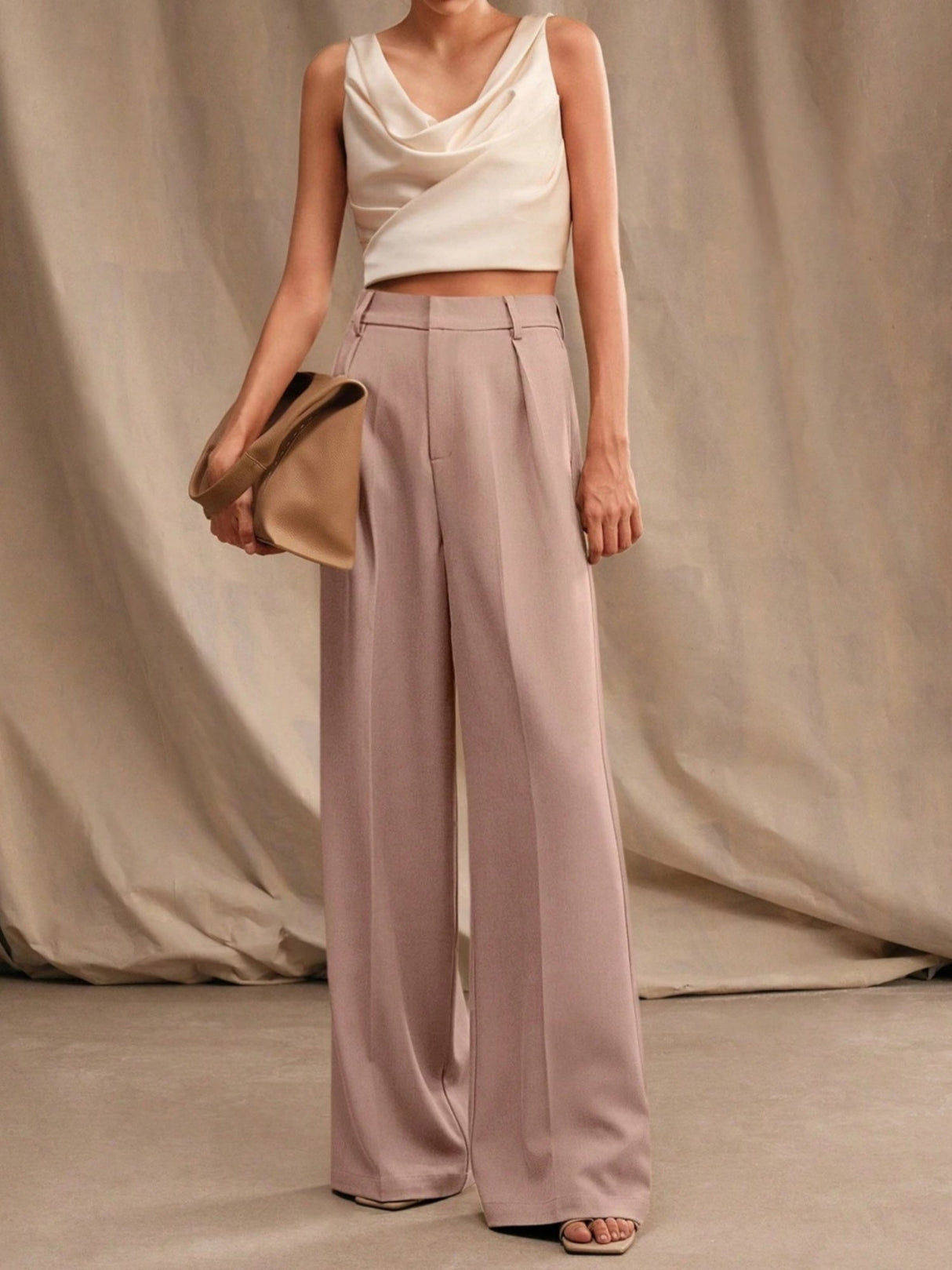 Pleated Wide-leg Pants High Waist Loose Straight Slim Suit Trousers
