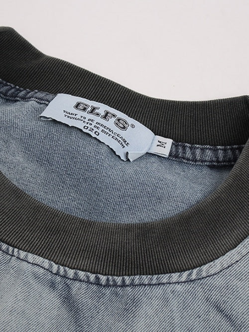Washed Inkjet Printing Monkey Denim T-shirts
