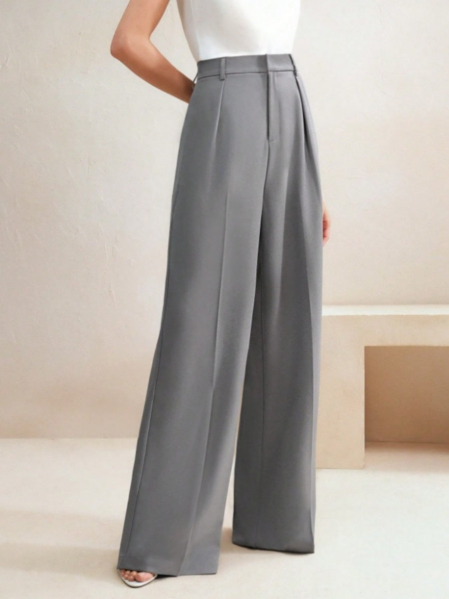 Slimming And Casual Drape Loose High Waist Straight Wide Leg Pants