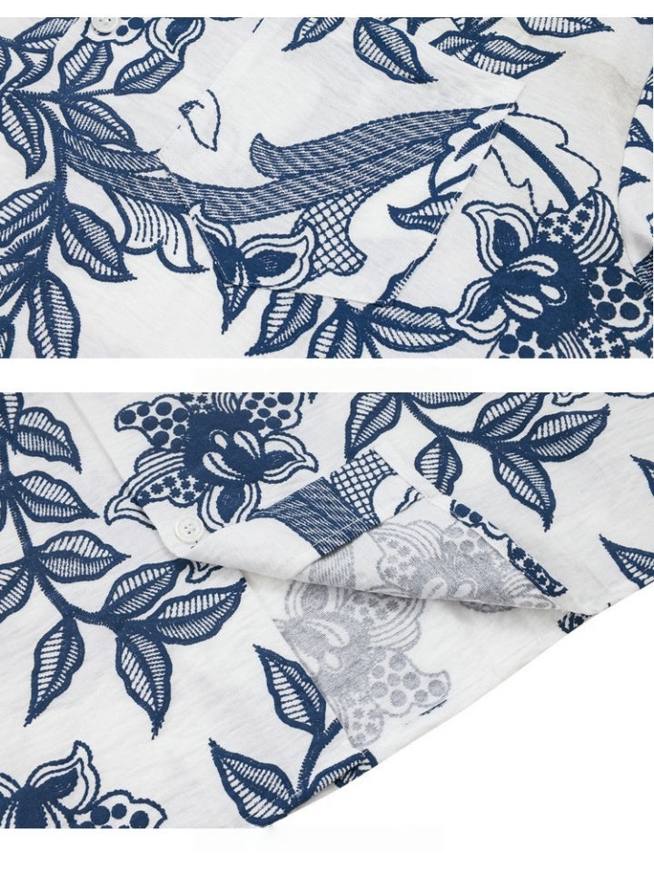 Vine Pattern Vacation Cuban Territory Shirts