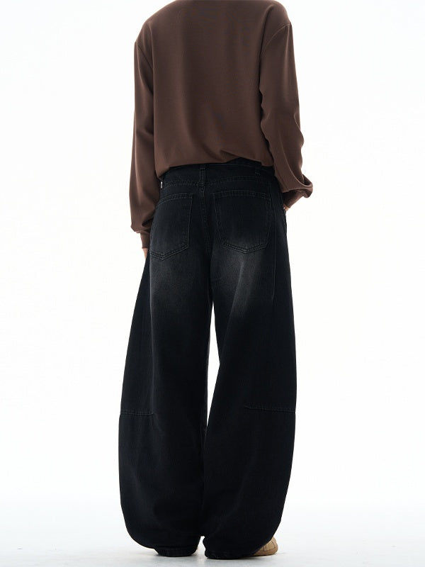 Washing Flower Tie Lightning Pattern Machete Loose Wide-leg Jeans