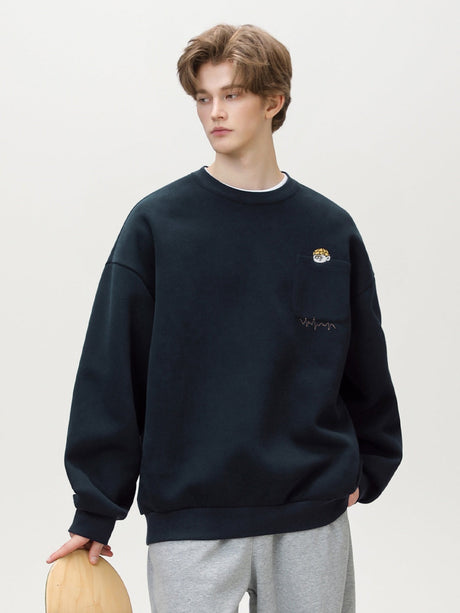 Liber Autumn Men's Pocket decoration Pattern Sweatshirts