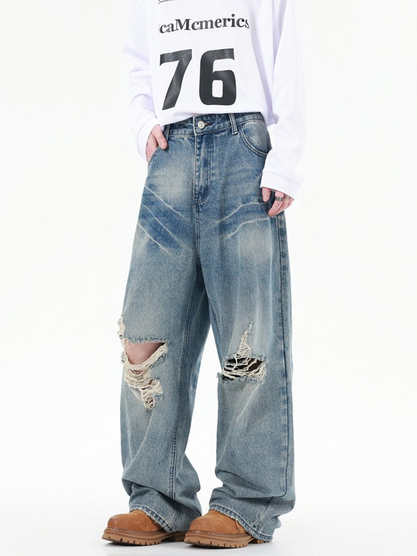 Loose Hole Wear-resistant Washing Old Jeans