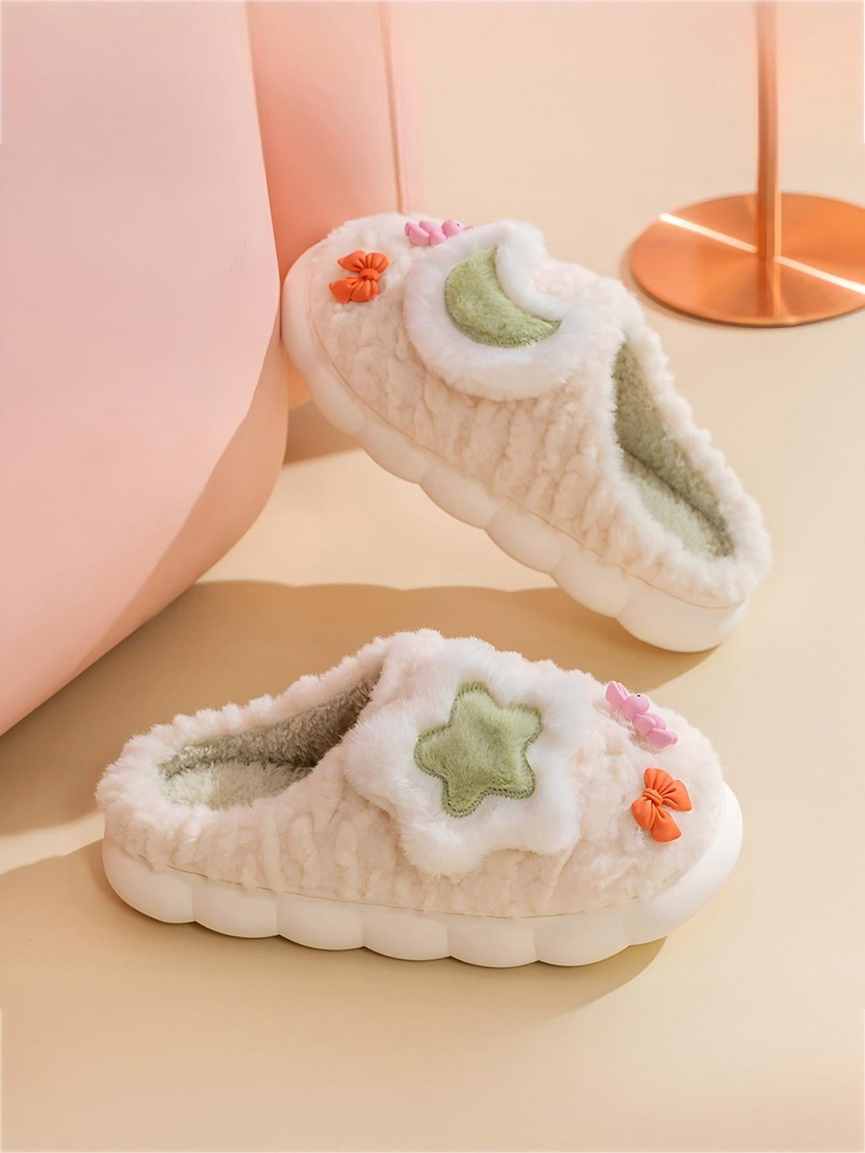 Colorblock Floral Slippers