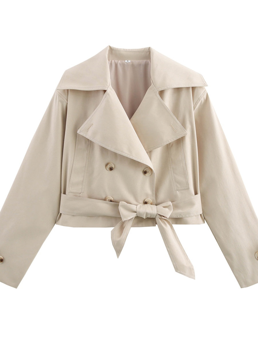 Lace up Buttons Short Trench Coats