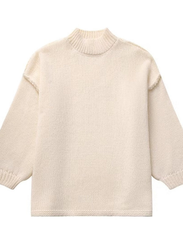 Medium high collar Splicing Sweaters