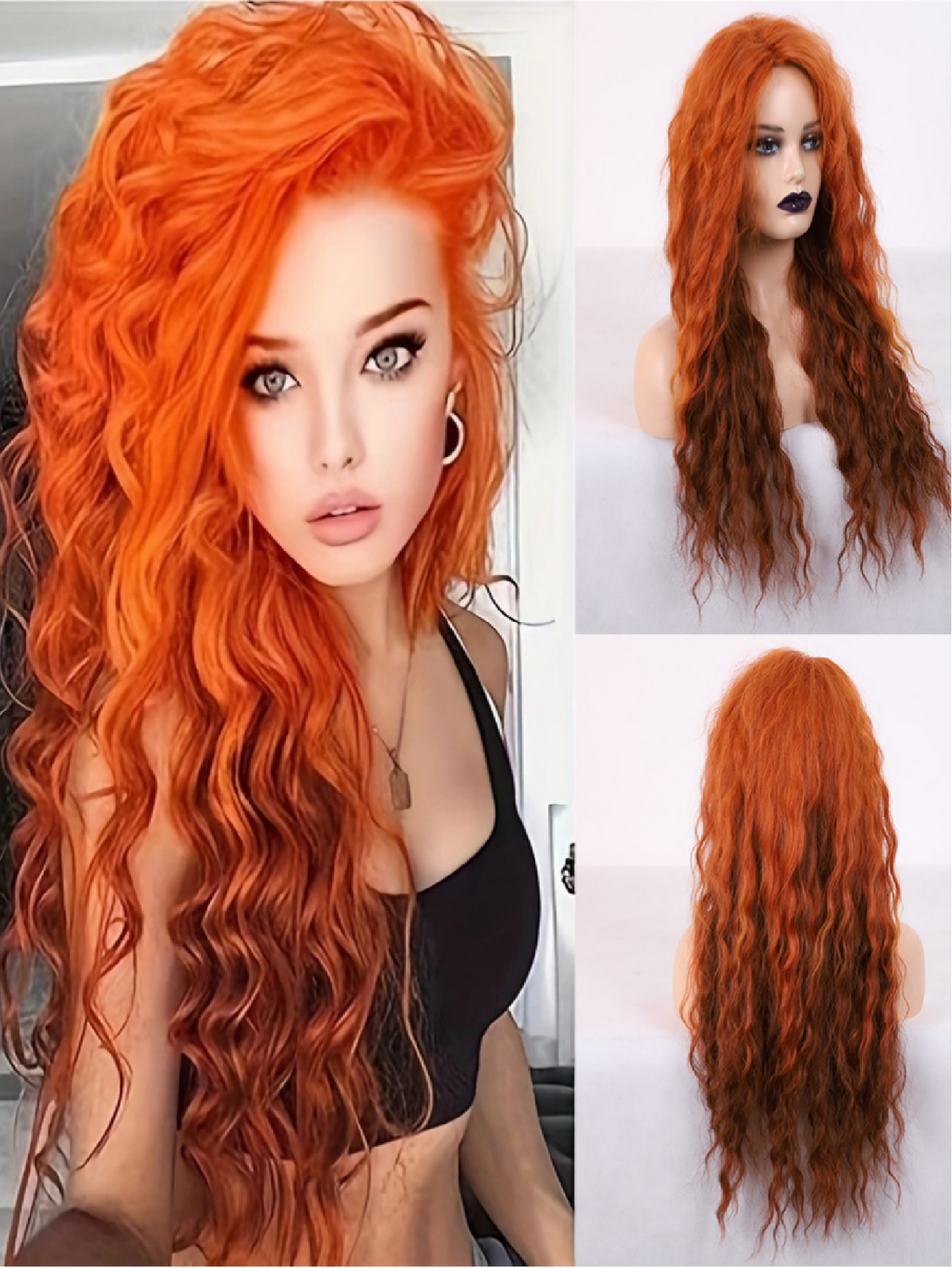 Long, Bouncy, Wavy Wig Made Of Synthetic Fibers