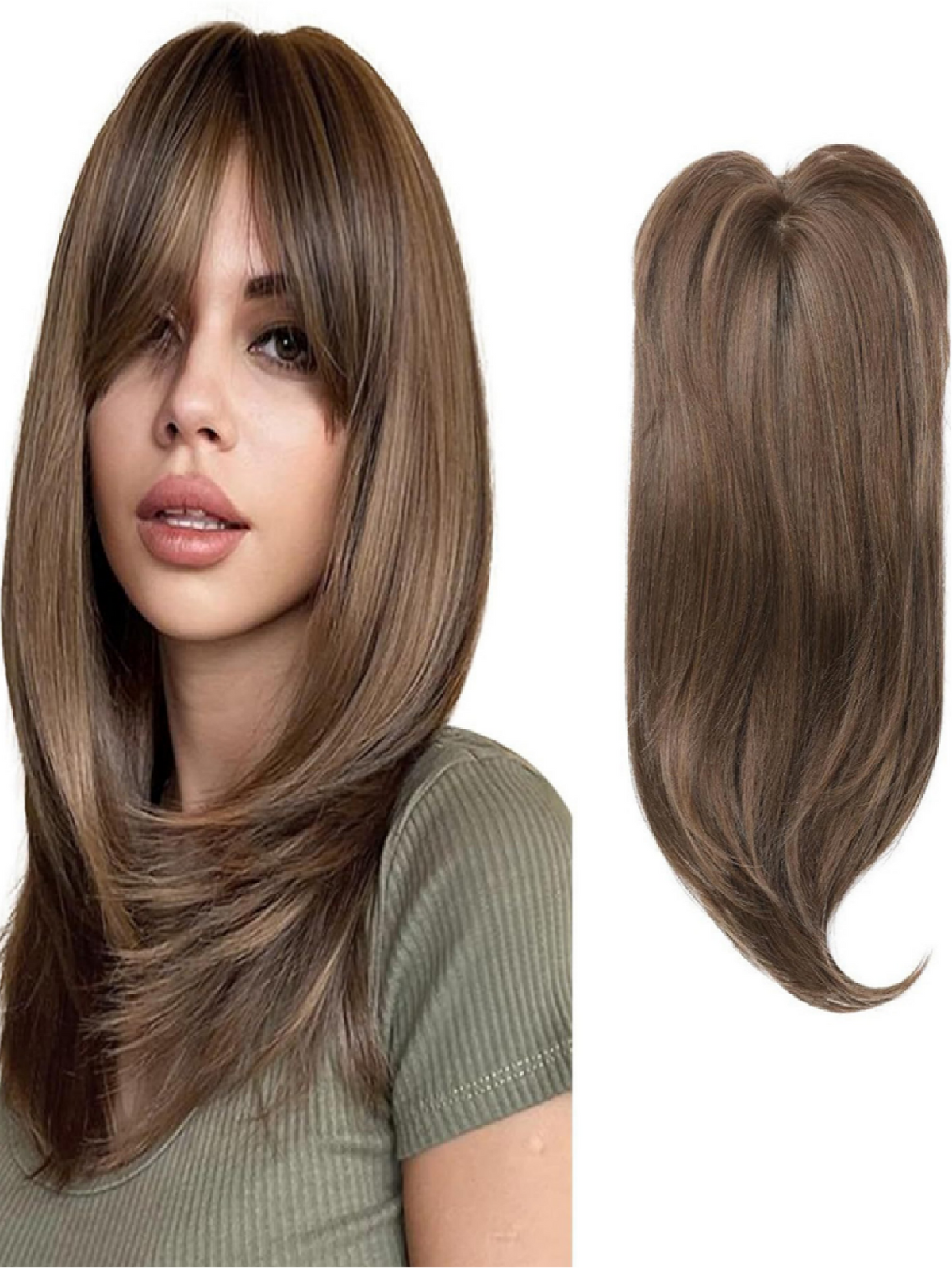 Invisible, Seamless, Long, Curly Wig With White Hair Covering