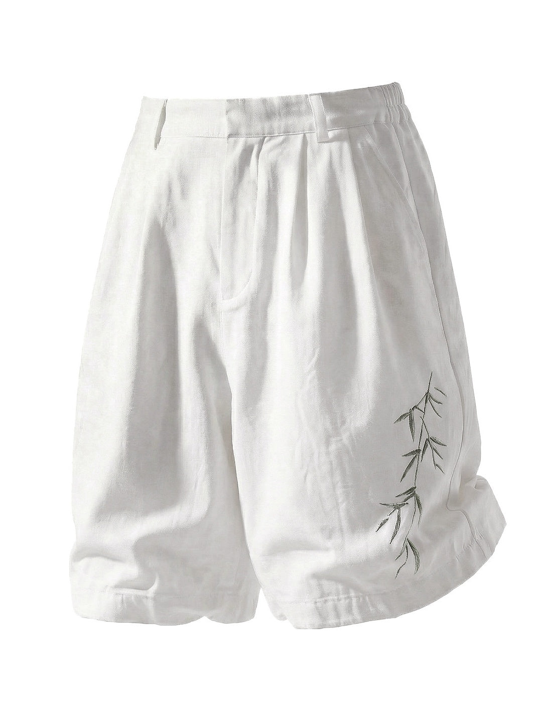 Imitation Linen Texture Printed New Chinese Style Five Points Shorts