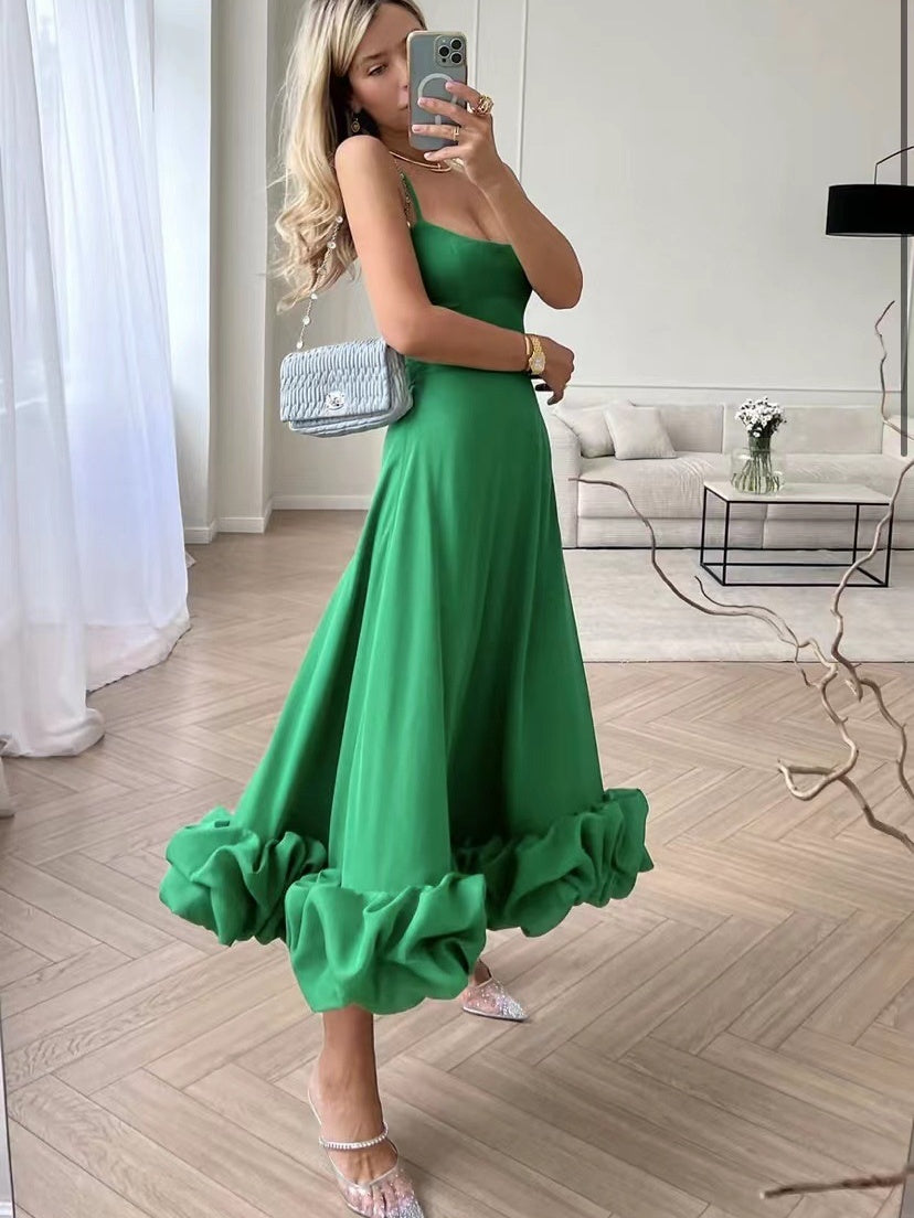 Large Skirt 3D Flowers Camisoles Maxi Dresses