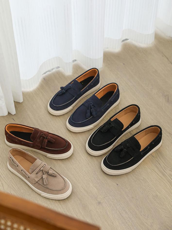 Color-blocked Tassel Slip-on Loafers