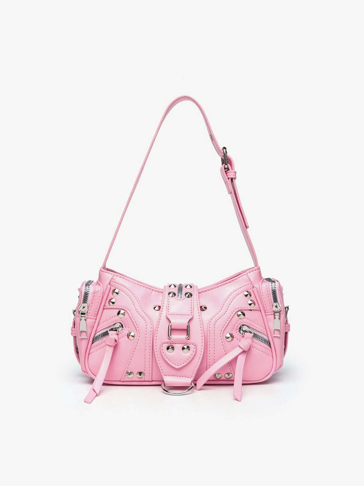 Stylish Leopard Print Edgy Biker Studded Shoulder Bag
