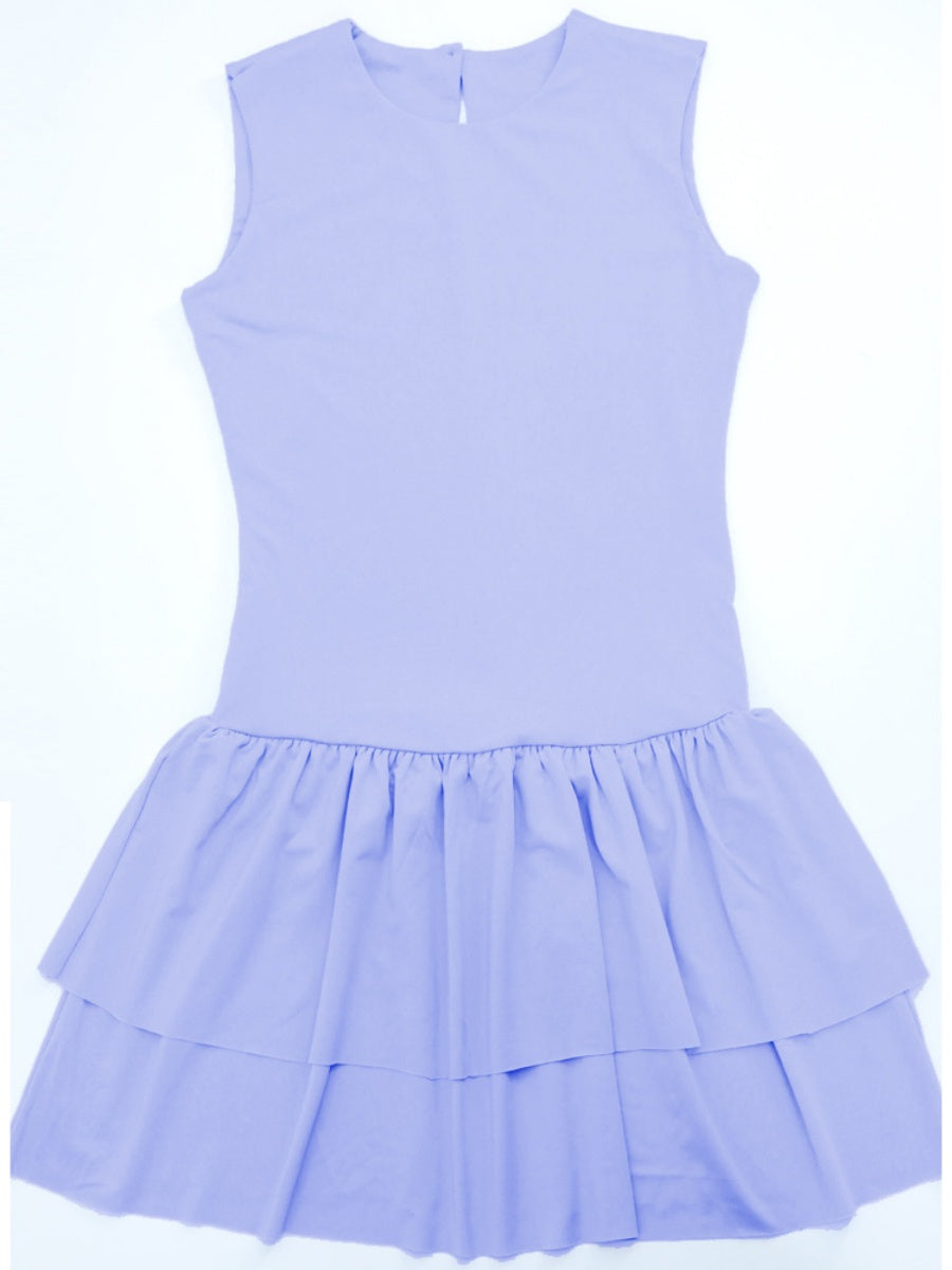 Solid Color Sleeveless Sexy Pleated Short Dress With Ruffled Hem
