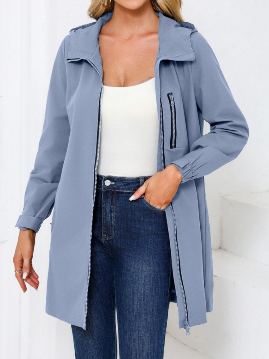 Outdoor Sports Water Proof Hooded Long Sleeve Loose Leisure Windproof Zipper Jackets