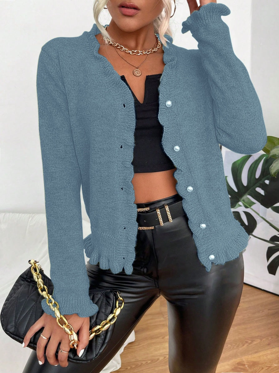 Wood ear Solid Color Cardigans