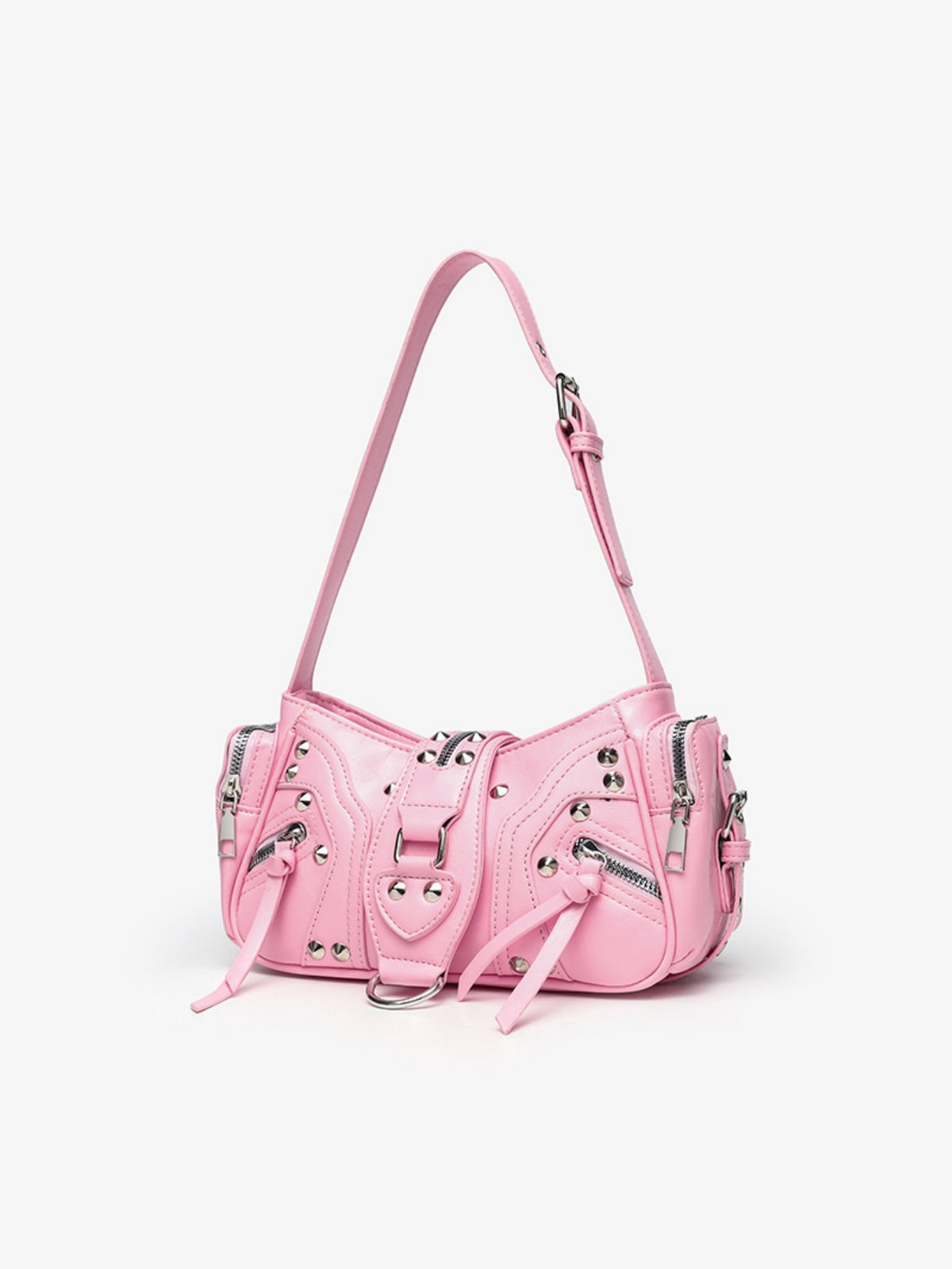 Stylish Leopard Print Edgy Biker Studded Shoulder Bag
