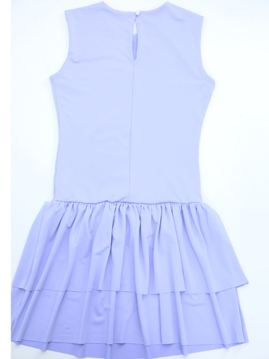 Solid Color Sleeveless Sexy Pleated Short Dress With Ruffled Hem
