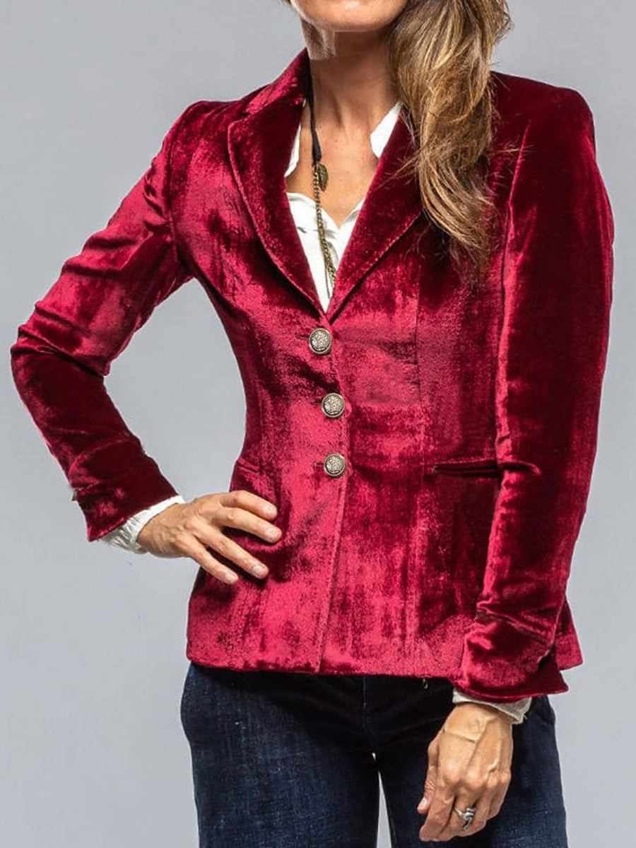 Velvet Long Sleeve Pocket Blazers