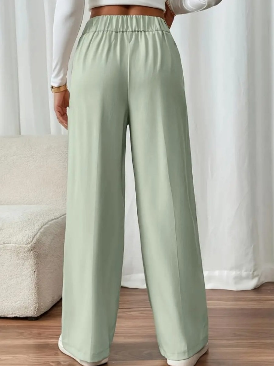 Casual High-waisted Loose Straight leg Pocket Pants