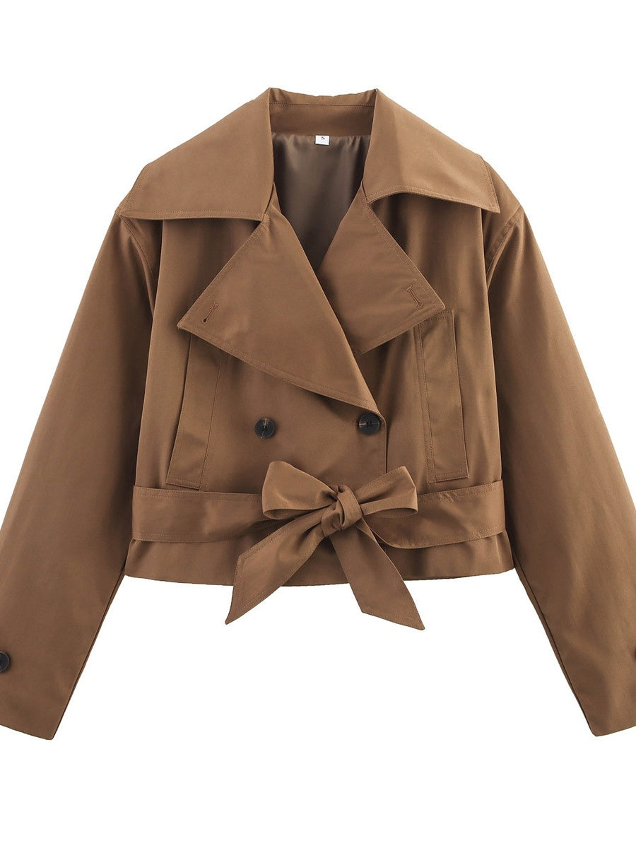 Lace up Buttons Short Trench Coats