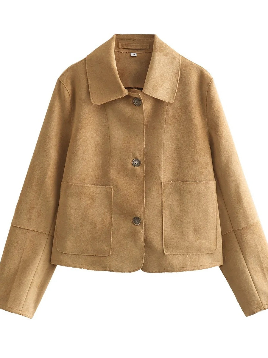 Dark Brown Pocket Long sleeve Jackets