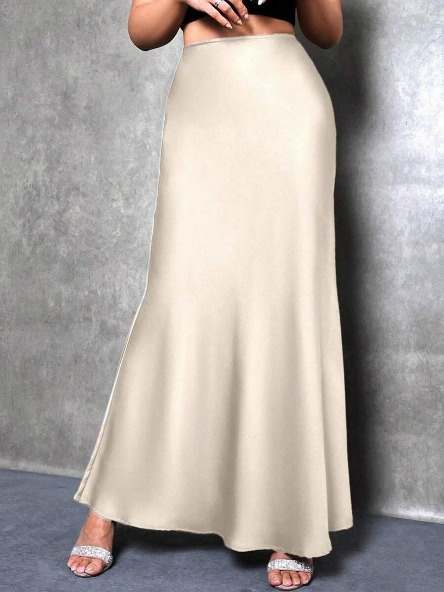 Simplicity Imitation Silk Solid Color Long Skirts