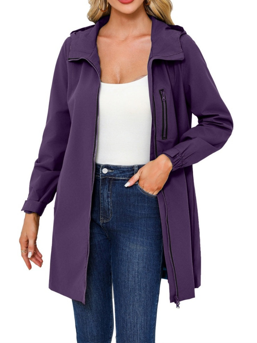 Outdoor Sports Water Proof Hooded Long Sleeve Loose Leisure Windproof Zipper Jackets