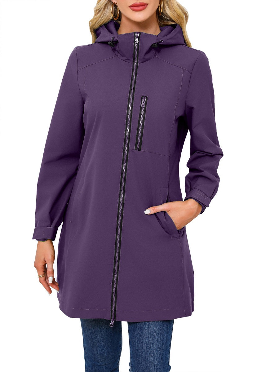 Outdoor Sports Water Proof Hooded Long Sleeve Loose Leisure Windproof Zipper Jackets