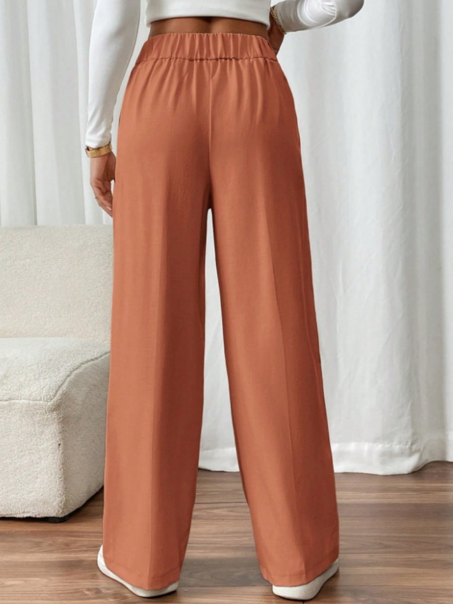 Casual High-waisted Loose Straight leg Pocket Pants