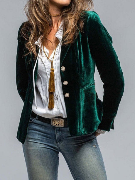 Velvet Long Sleeve Pocket Blazers