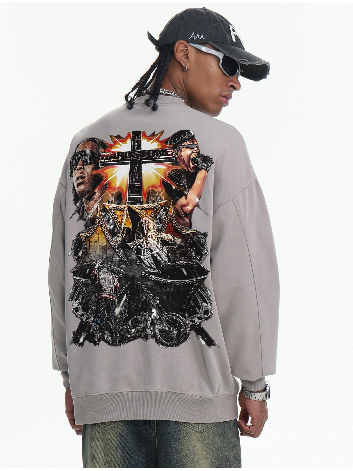 Printed Washing Crew Neck Sweatshirt