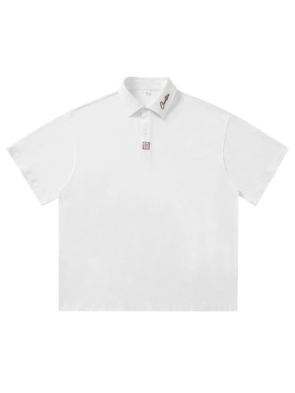 Color-blocked Applique Breathable Polo Shirt
