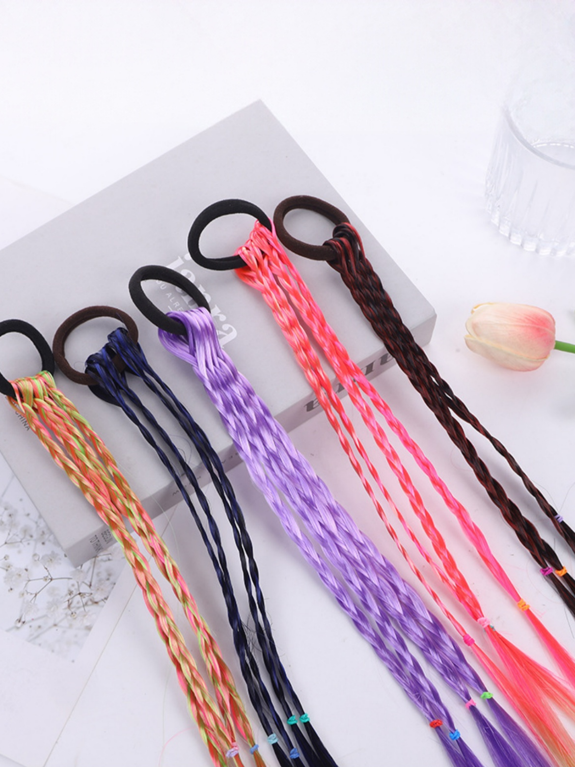 10-piece Set Of Colorful Braided Ponytail Wigs