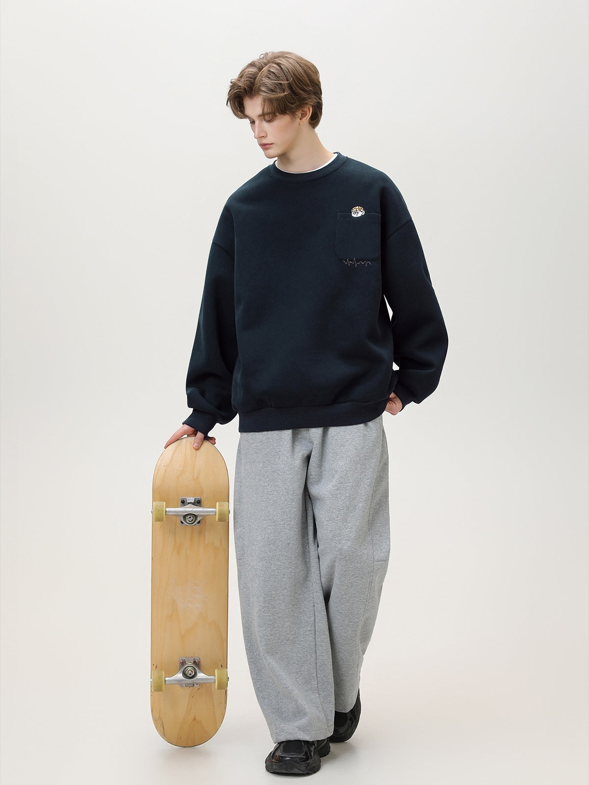 Liber Autumn Men's Pocket decoration Pattern Sweatshirts