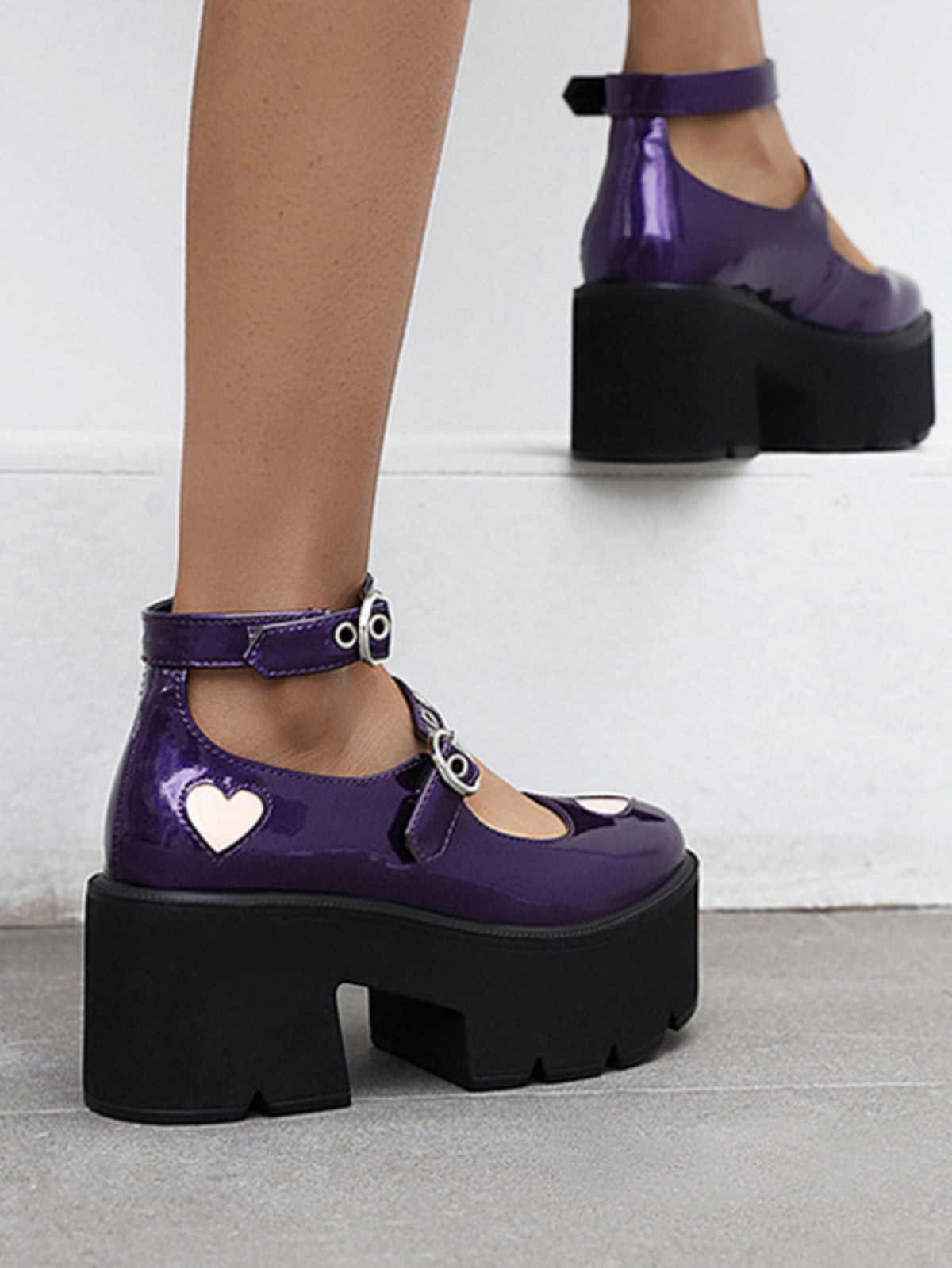 Heart-shaped Platform Mary Jane Shoes