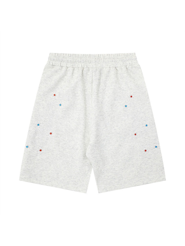 Rhinestone-studded Embroidery Vibe Loose-fit Five Points Shorts