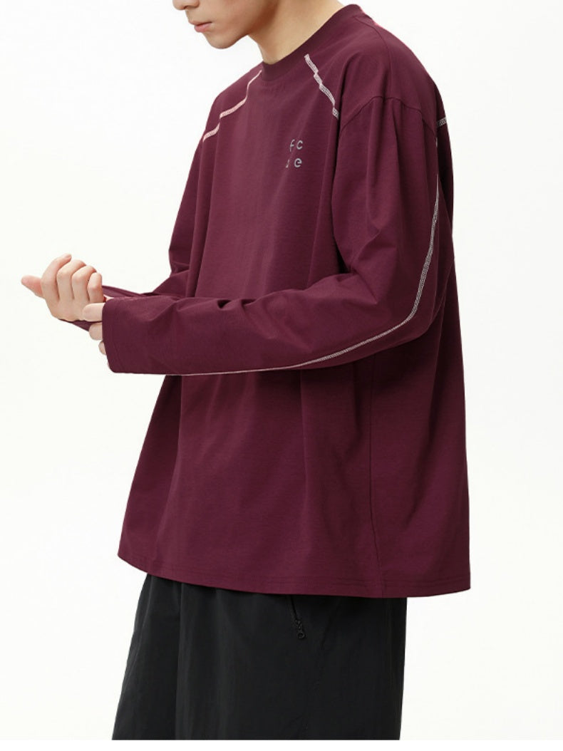UV-Protection Color-Block Top-Stitched Long-Sleeve Tee