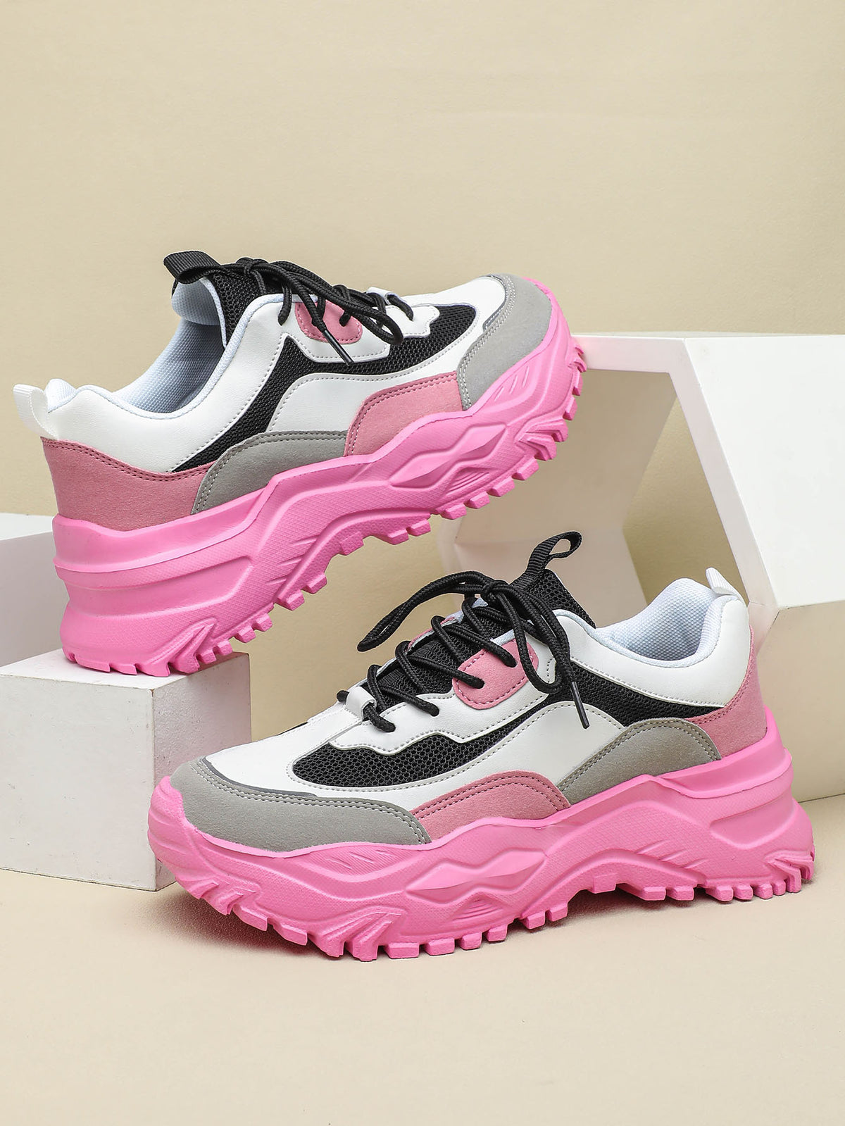 Color-blocked Platform Women's Casual Sneakers