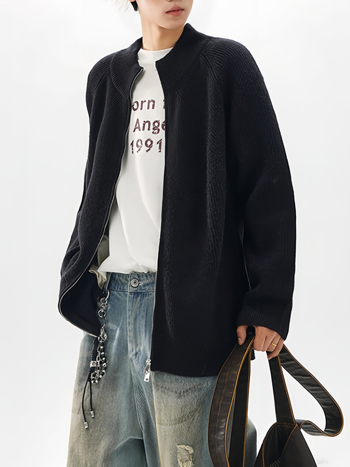 Minimalist Style Leisure Loose Stand Collar Cardigans