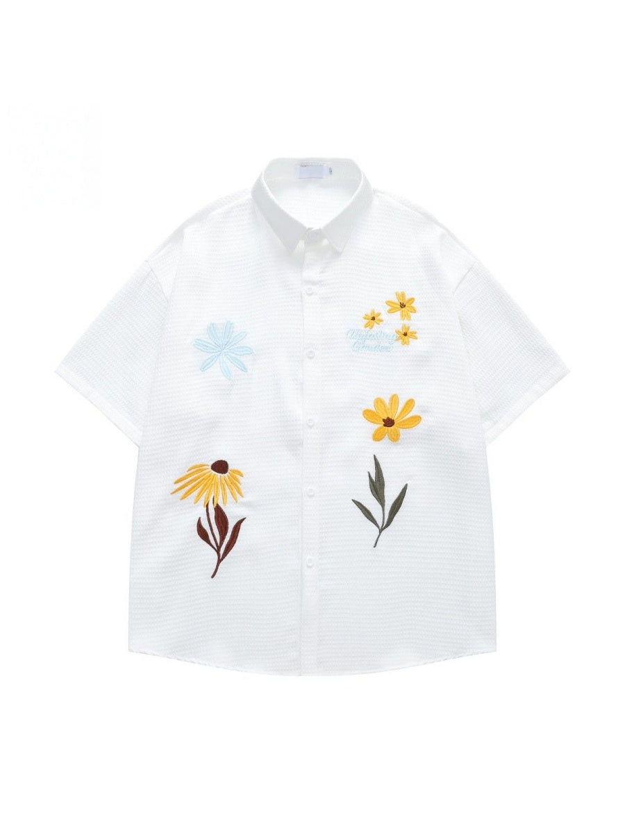 Retro Cityboy Flower Embroidery Shirts