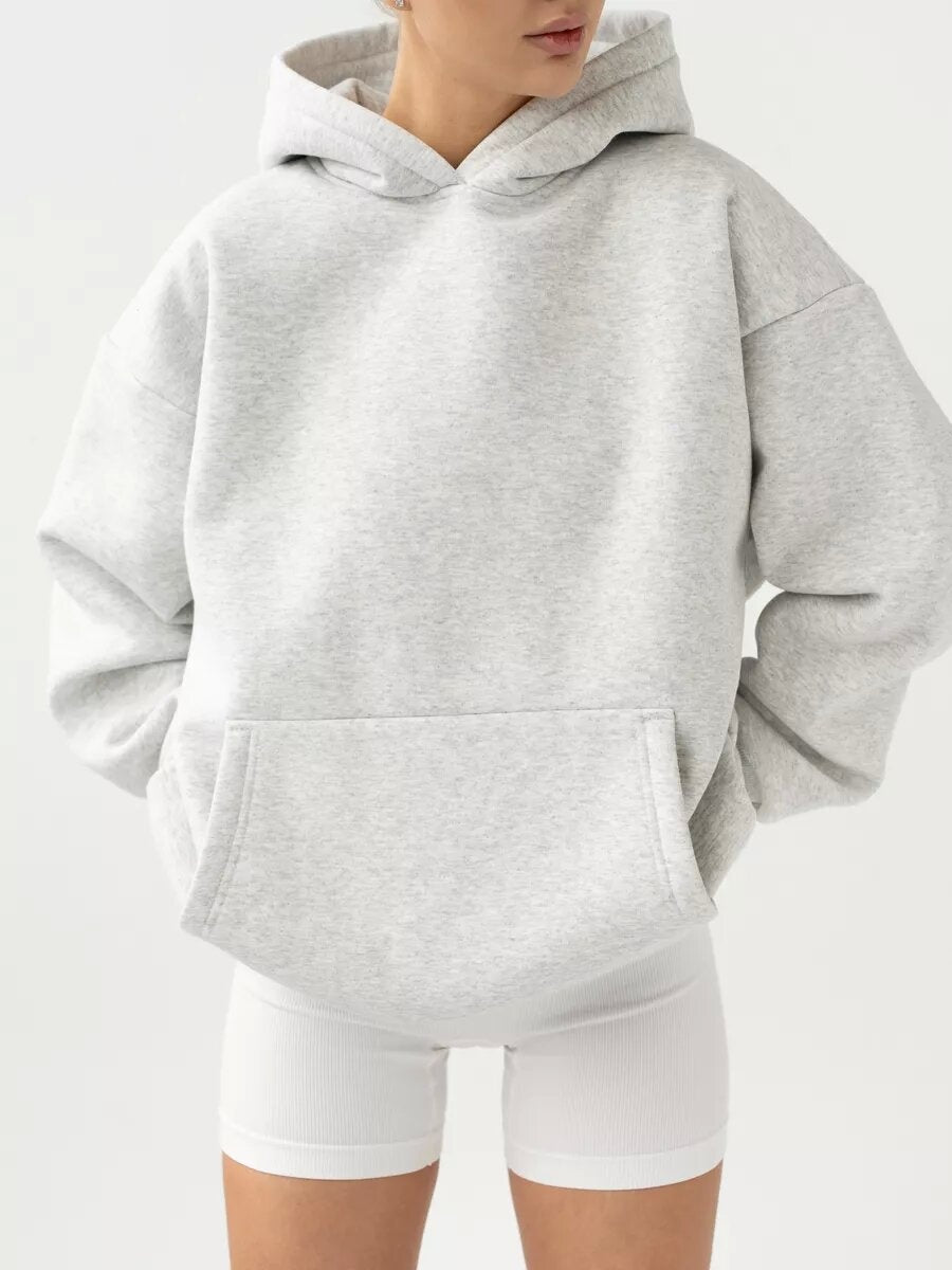 Liber Autumn women's pocket solid color pullover long sleeve two-piece suit