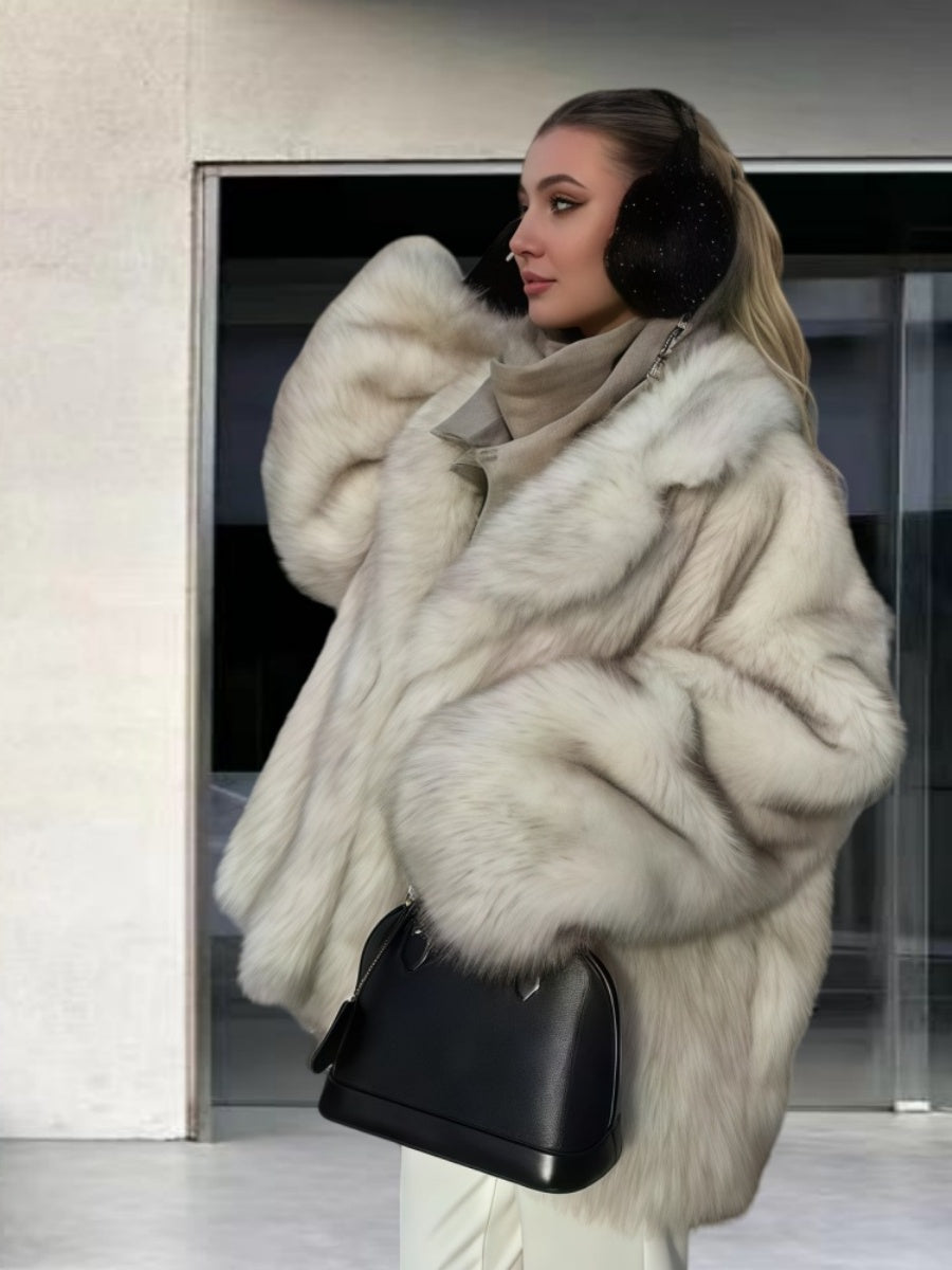 Cardigan With Turn-down Collar Faux Fur Dinner Parties Coats