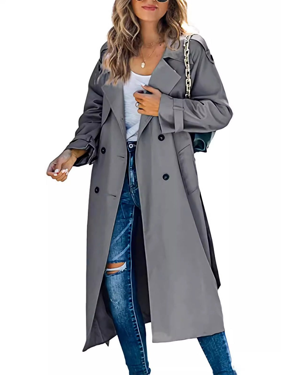 Liber Winter Women's Epaulettes Buttons Trench Coats