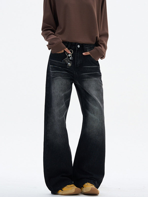 Cleanfit Washing Stereo Cat Whiskers Loose Straight Jeans